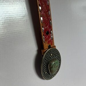 Stylish Red and Tan Belt with Modern Design